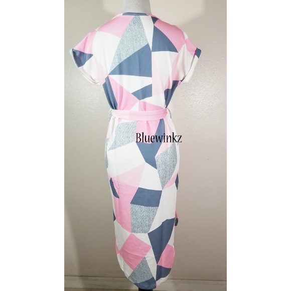 Pink/Gray Geo Pattern Dress - Picture 5 of 5